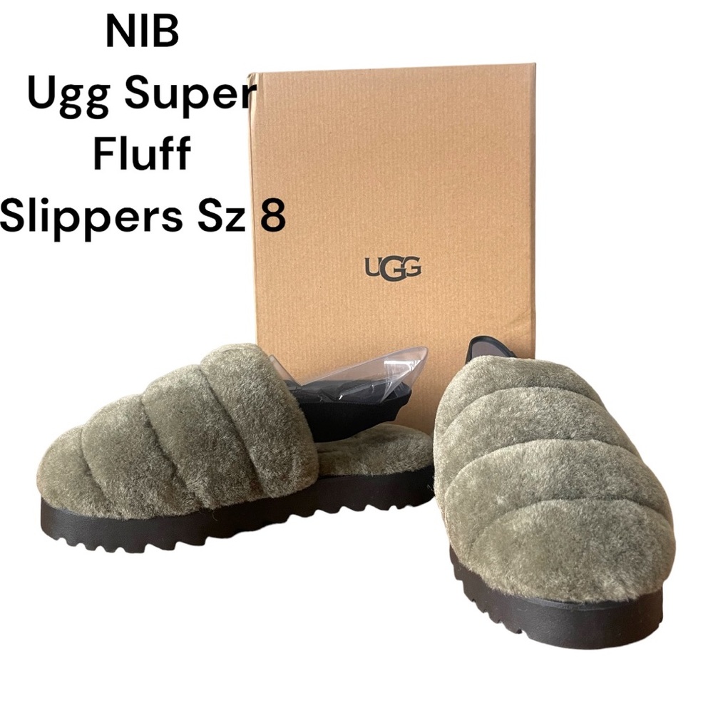 NIB Ugg Super Fluff Slingback Slippers SOLD OUT Size 8